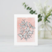 Roze Waterverf kettervliegen Briefkaart (Staand voorkant)