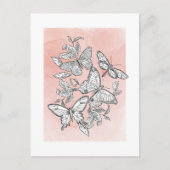 Roze Waterverf kettervliegen Briefkaart (Voorkant)