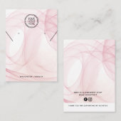 Roze Waterverf Ketting oorringen Kaart Contactkaartje (Voorkant / Achterkant)