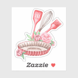 Roze Waterverf keukengerei Sticker