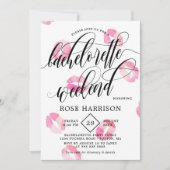 Roze Waterverf Kisses Bachelorette Weekend Kaart (Voorkant)