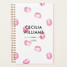 Roze Waterverf Kisses - Naam Planner