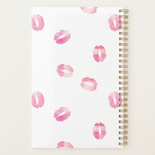 Roze Waterverf Kisses - Naam Planner (Achterkant)