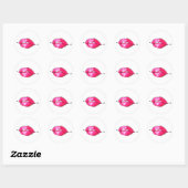 Roze Waterverf Kisses Ronde Sticker (Vel)