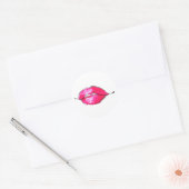 Roze Waterverf Kisses Ronde Sticker (Envelop)