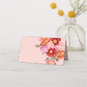 Roze Waterverf Klaproos Bruiloft Plaatskaartje (Achterkant)