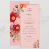 Roze Waterverf Klaproos Trouw Menu (Voorkant / Achterkant)