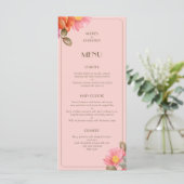 Roze Waterverf Klaproos Trouw Menu (Staand voorkant)