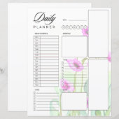 Roze waterverf klaprozen dagelijkse planner (Voorkant / Achterkant)