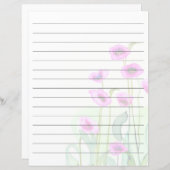 Roze waterverf klaprozen gevoerd (Voorkant / Achterkant)