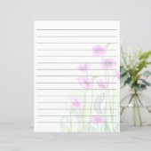 Roze waterverf klaprozen gevoerd (Staand voorkant)