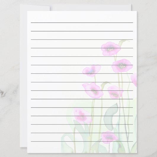 Roze waterverf klaprozen gevoerd (Voorkant)