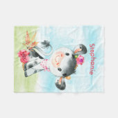 Roze Waterverf Kleine Koe Fleece Deken (Voorkant (Horizontaal))