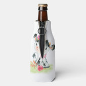 Roze Waterverf Kleine Koe Flesjeskoeler (Fles Achterkant)