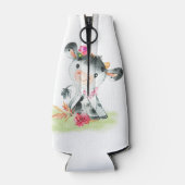 Roze Waterverf Kleine Koe Flesjeskoeler (Achterkant)