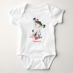 Roze Waterverf Kleine Koe Romper