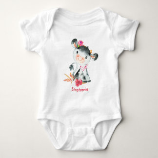 Roze Waterverf Kleine Koe Romper