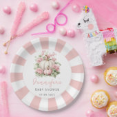 Roze waterverf kleine pompoen baby meisje douche papieren bordje (Feest)