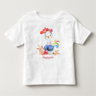 Roze Waterverf Kleine Rooster Kinder Shirts