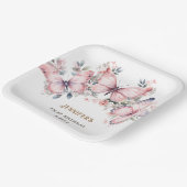 Roze Waterverf Kleine Vlinder Meisje 1e Verjaardag Papieren Bordje (Gebogen)