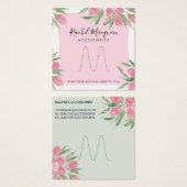 Roze Waterverf Kloeiend Floral Ring Display Vierkante Visitekaartjes (Voorkant /achterkant)