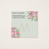 Roze Waterverf Kloeiend Floral Ring Display Vierkante Visitekaartjes (Achterkant)