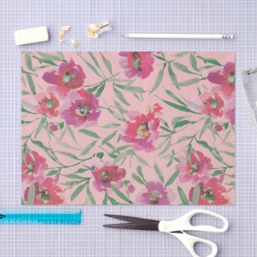 Roze Waterverf Kloeiing bloemen bloemen Tissuepapier (Craft)