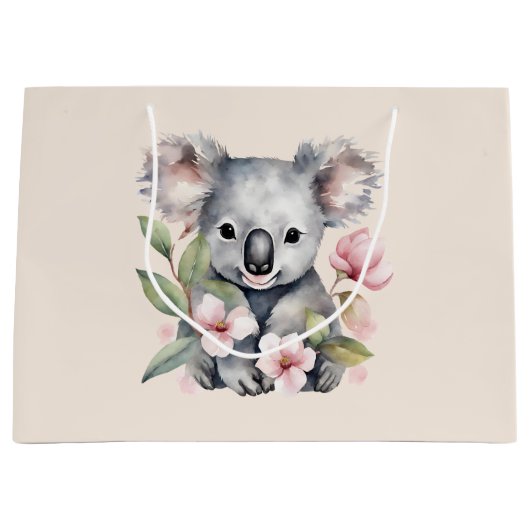 Roze Waterverf Koala Beer Groot Cadeauzakje (Voorkant)