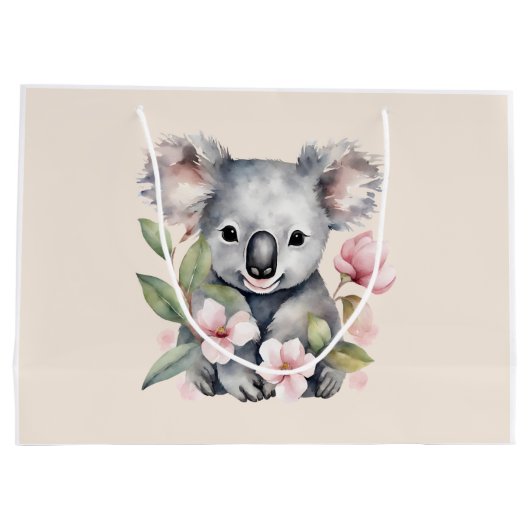 Roze Waterverf Koala Beer Groot Cadeauzakje (Achterkant)