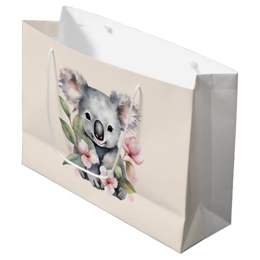 Roze Waterverf Koala Beer Groot Cadeauzakje (Voorkant Gekanteld)