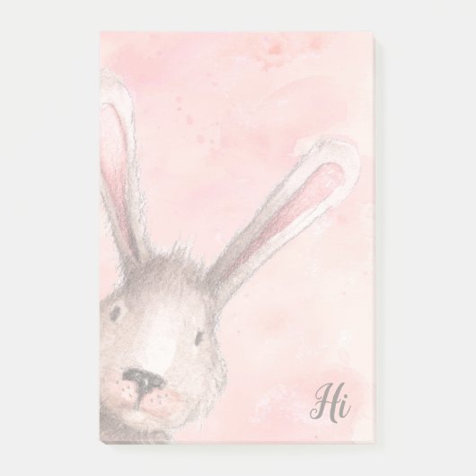 Roze Waterverf Konijn Post-it® Notes (Voorkant)