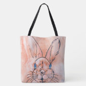 roze waterverf konijnenhandverf tote bag (Achterkant)