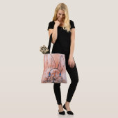 roze waterverf konijnenhandverf tote bag (Op model)