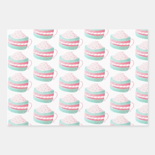 Roze Waterverf Kookcake (kerststaartpapier) Inpakpapier Vel (Voorkant 3)