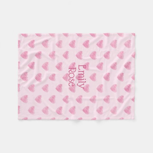 Roze Waterverf krabbelen harten, gepersonaliseerd Fleece Deken (Voorkant (Horizontaal))