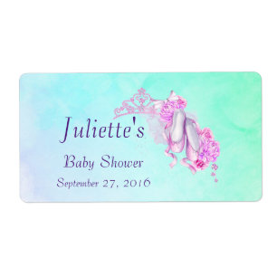 Roze Waterverf Kroon & balletschoenen Waterflesje Etiket