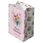 Roze Waterverf Kruisbloemen Christelijk Pasen Medium Cadeauzakje (Voorkant Gekanteld)