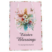 Roze Waterverf Kruisbloemen Christelijk Pasen Medium Cadeauzakje (Voorkant)