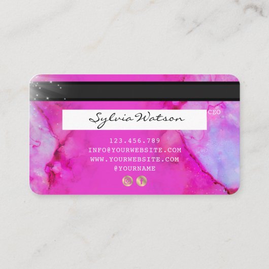 Roze waterverf kunst Credit Kaart Style Gold Visitekaartje (Achterkant)