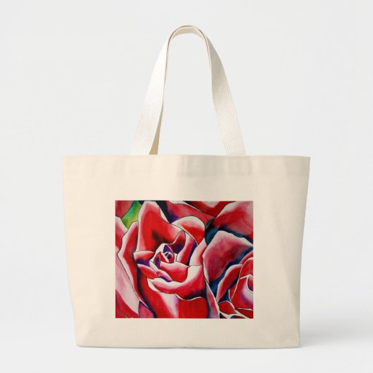 Roze waterverf kunst schilderij grote tote bag (Voorkant)