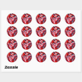 Roze waterverf kunst schilderij ronde sticker (Vel)