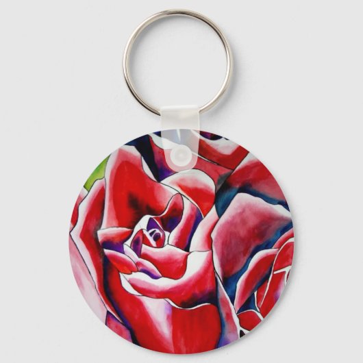 Roze waterverf kunst schilderij sleutelhanger (Voorkant)