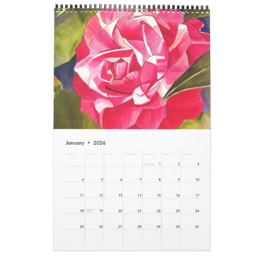 Roze waterverf kunstkalender Sacha Grossel Kalender (Jan 2026)