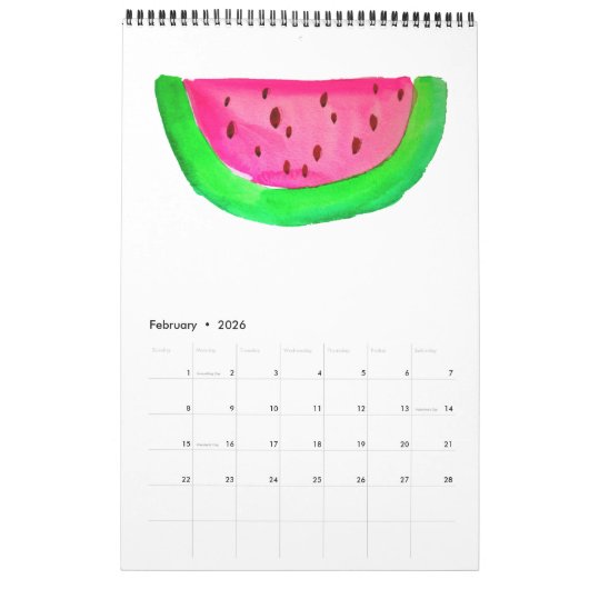 Roze waterverf kunstkalender Sacha Grossel Kalender (Feb 2026)