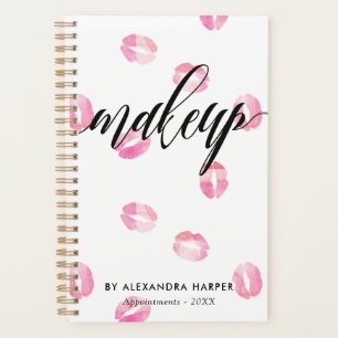 Roze Waterverf Kusjes - Make-up Afspraak Planner