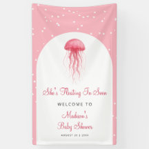Roze Waterverf Kwallen Meisje Baby Shower Welkom