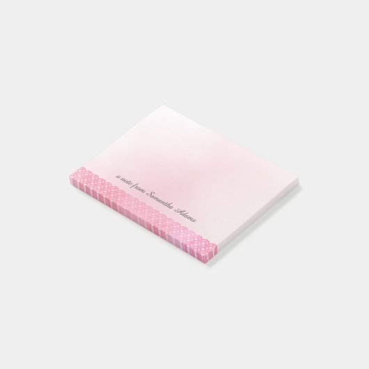 Roze Waterverf Lace Pattern Post-it® Notes (Schuin)