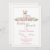 Roze Waterverf Lamb Baby shower Kaart (Voorkant / Achterkant)