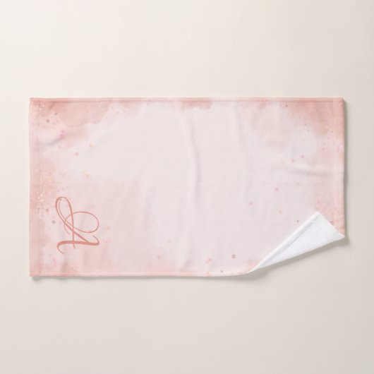 Roze Waterverf Land Florence Monogram Bad Handdoek (Handdoek)