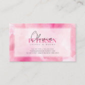 Roze Waterverf Lashes Brows Script Typografie Visitekaartje (Voorkant)